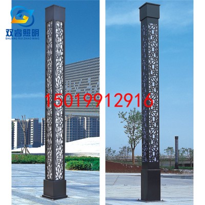 新中式刻花路灯户外灯市政景观灯售楼处仿云石方正立柱庭院灯