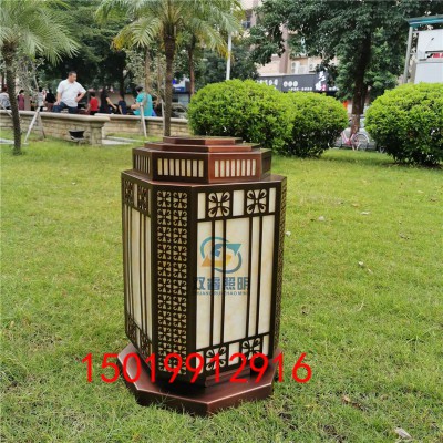 中式雕花落地灯房地产户外仿云石柱头灯庭院外墙柱灯水景立柱灯箱