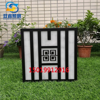 廊架石柱灯景观矮柱灯中式仿云石落地灯不锈钢烤漆柱头灯草坪灯箱