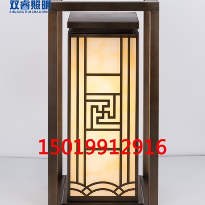 中式仿云石柱头灯户外景观矮柱灯定制落地灯电镀立柱灯户外石柱灯