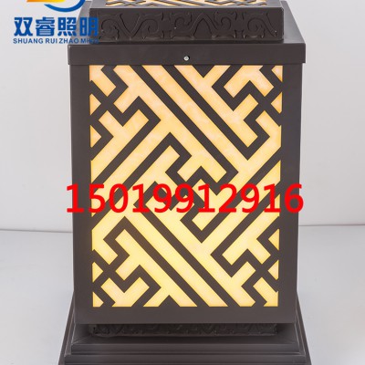 咖啡色户外柱头灯新中式庭院柱子灯方形立柱围墙灯大门石墩灯