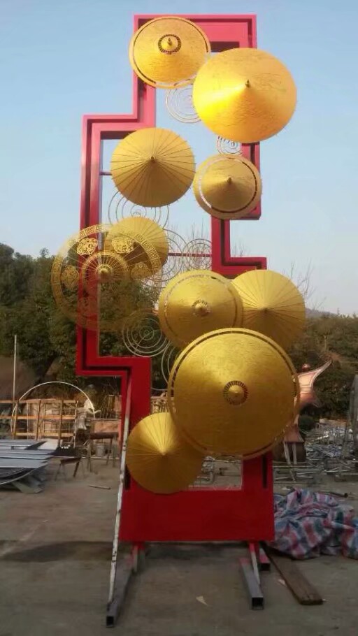 温州旅游区文化 不锈钢灯笼雕塑 金属小型伞摆件