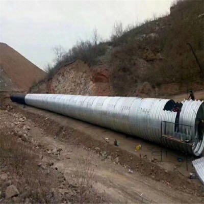 3米钢制波纹管涵施工  涵洞钢板材质波纹涵管排水