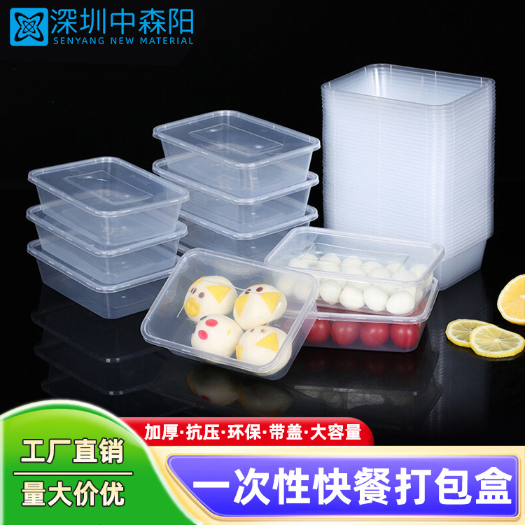 供应加厚打包盒长方形快餐盒塑料饭盒 厂家定制带盖饭盒
