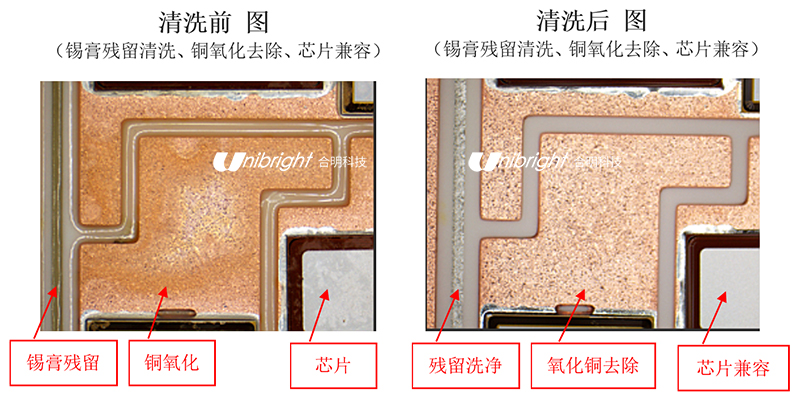 IGBT功率模块半水基清洗剂清洗前后对比