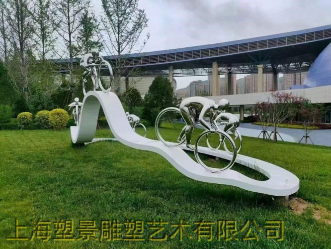 济南运动会跑道骑车雕塑 竞速骑车人物不锈钢雕塑定制