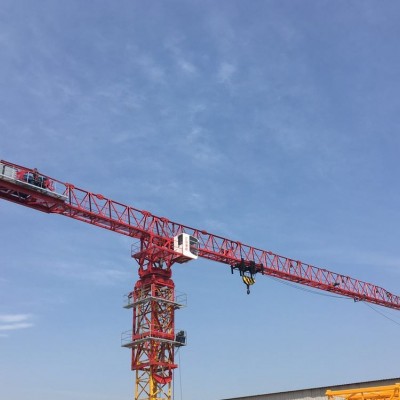 和田大型建筑设备QTZ80塔吊臂长60米平头塔机在洛浦县施工