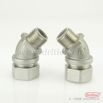 304不锈钢45度接头金属软管连接器3/8“到2"