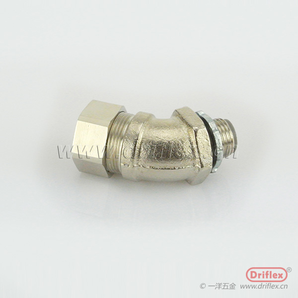 铜镀镍45度弯头金属软管连接器内径12到51机电设备穿线用
