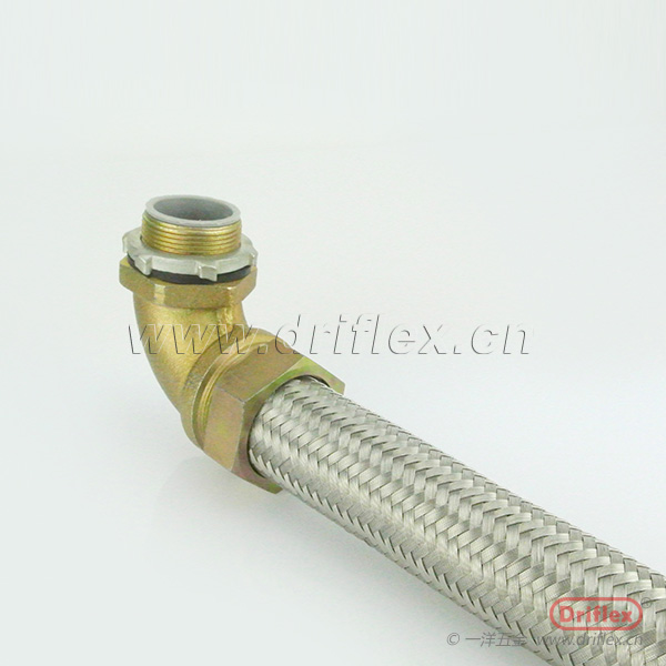 编织不锈钢金属软管配铜镀镍90度弯头G3/8“-G2”