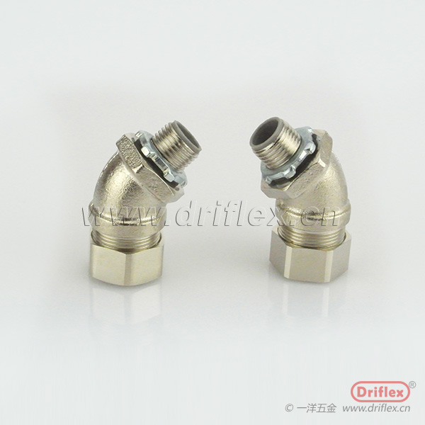 铜镀镍45度弯头金属软管连接器M,G,NPT螺纹