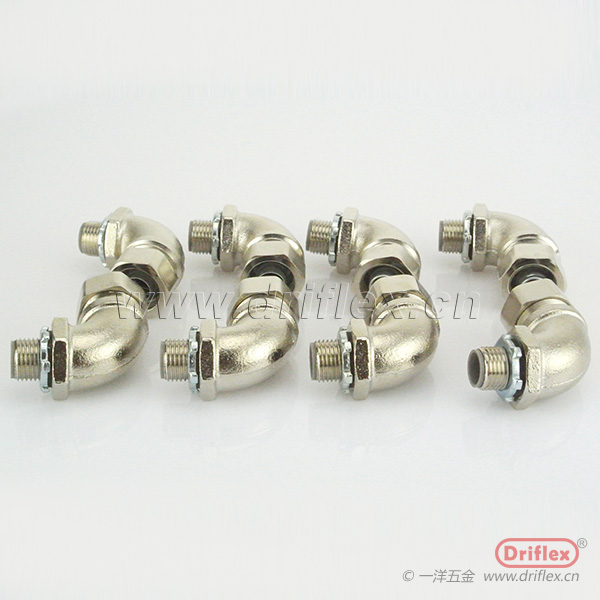 铜镀镍90度弯头包塑金属软管接头NPT3/8”-NPT2”
