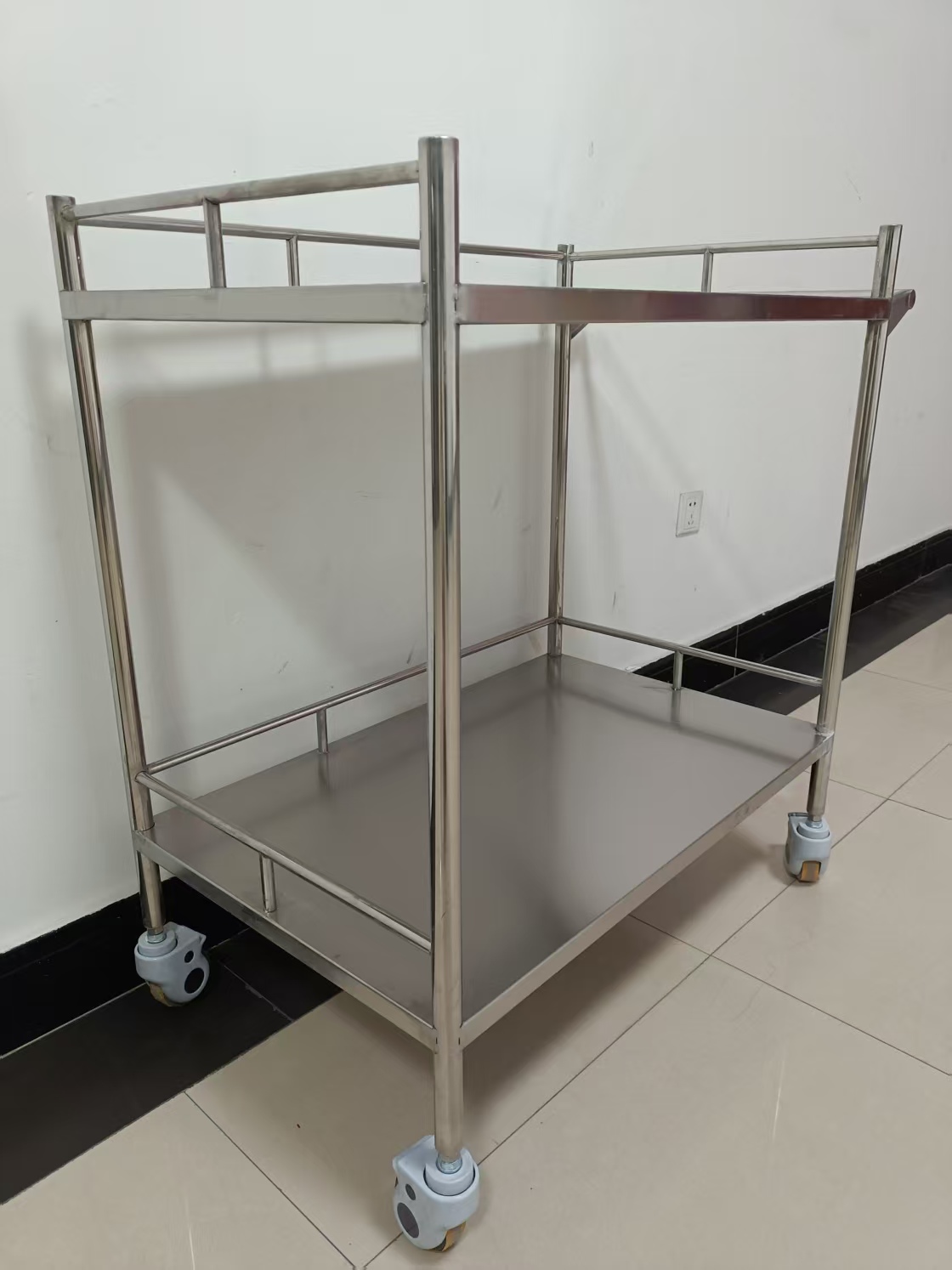 不锈钢手推车双层静音工具车