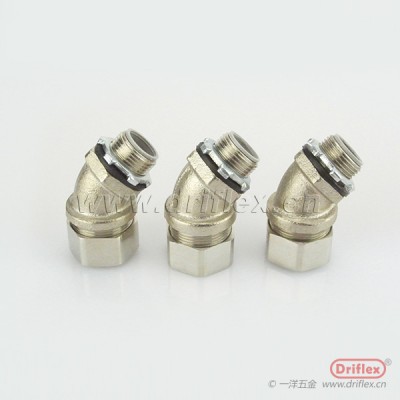 铜镀镍45度接头端接式金属软管连接器配铁镀锌梅花锁母