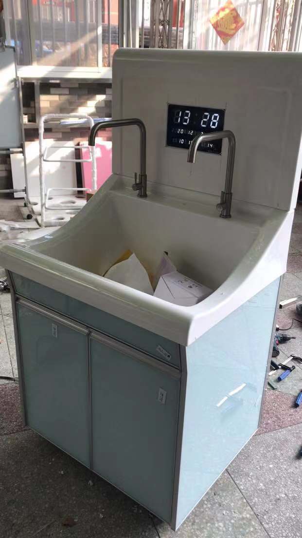 单人位高低背板高分子洗手池可定制