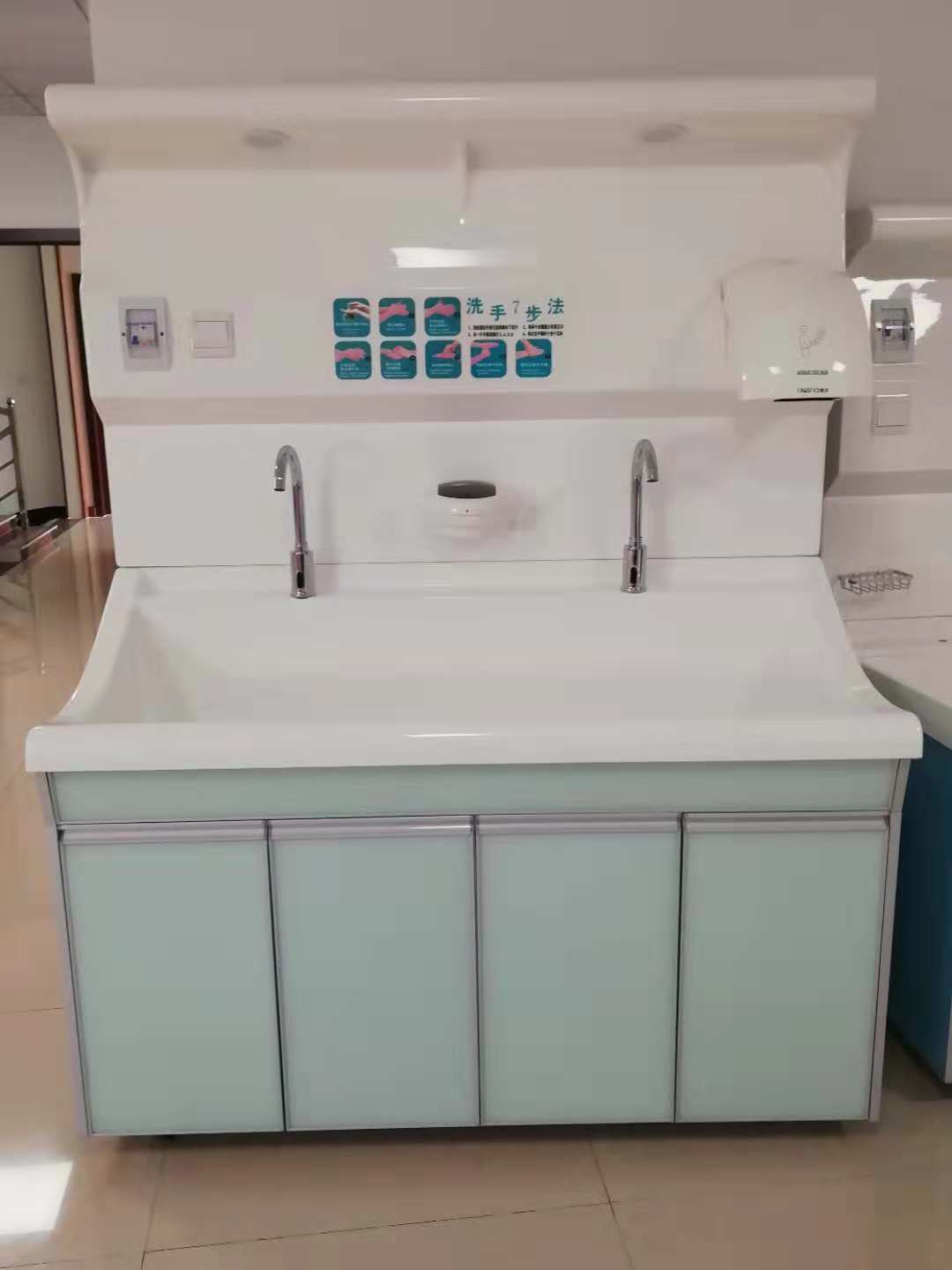 医用洗手池PMMA材质一体成型高背板洗手台