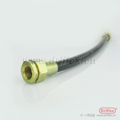 黑色电线电缆保护软管橡胶挠性连接管两端配铁镀锌直接头