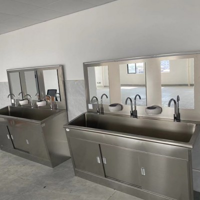 不锈钢高背板感应出水刷手台