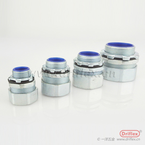 锌合金六角方帽外丝直接头包塑金属软管锁母NPT3/8”-4”