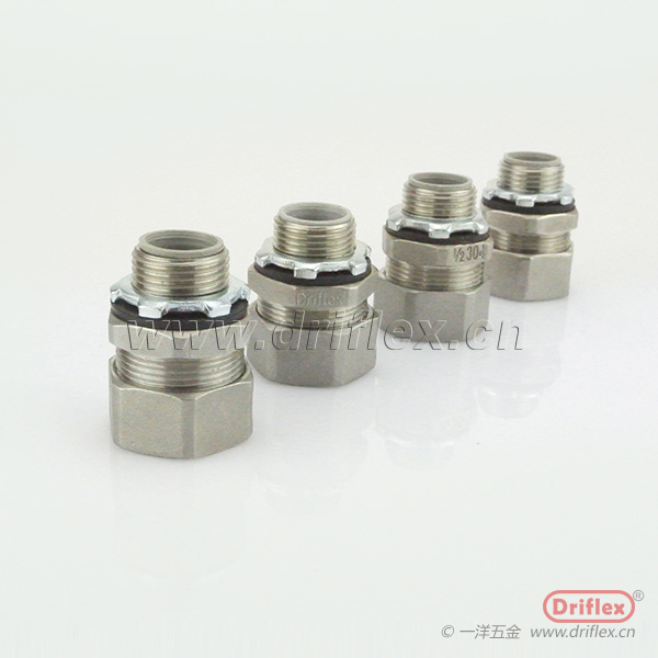 304不锈钢外丝直接头六角方帽软管连接器NP3/8"-4”