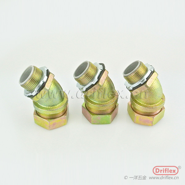 铁镀锌45度弯头外螺纹金属软管箱接头内径12到51mm