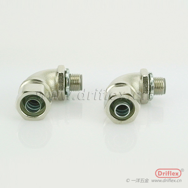 铜镀镍90度弯头外螺纹穿线软管接头NPT3/8”-2”