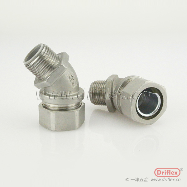 不锈钢45度接头外螺纹金属软管箱接头NPT3/8”-2”