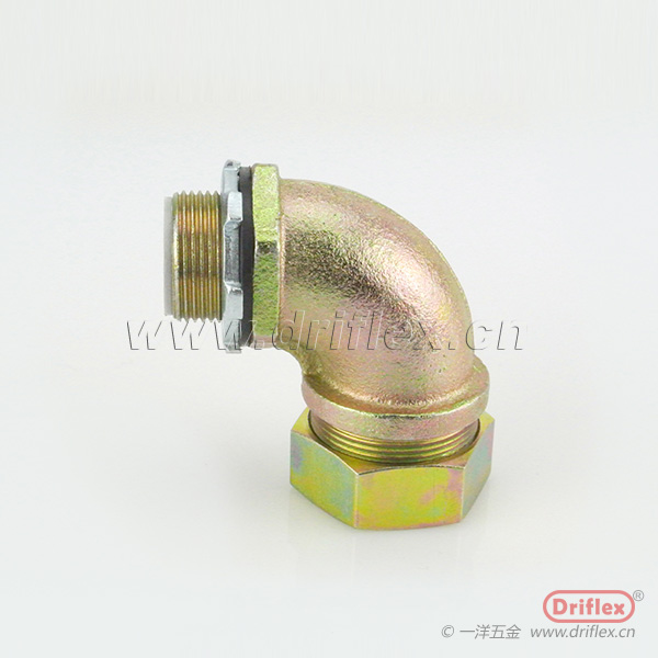 铁镀五彩锌90度弯头外螺纹金属软管连接器NPT3/8”-2”