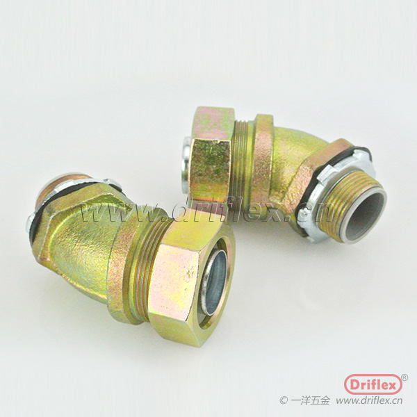 铁镀锌45度弯头外螺纹金属软管连接器NPT3/8"-2”